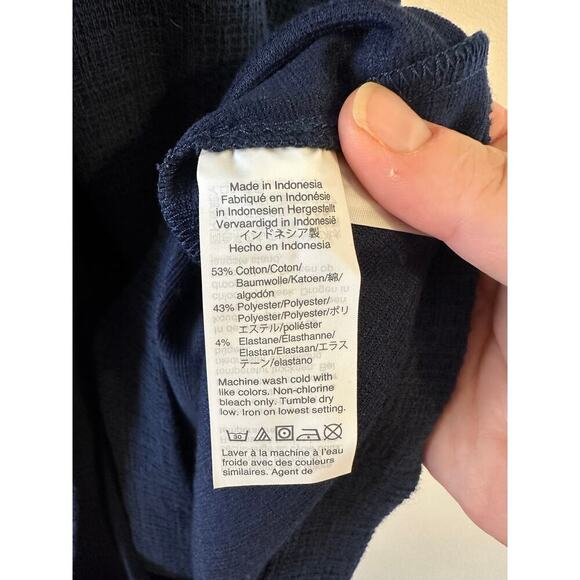 Madewell Navy Faux Wrap Flutter Short Sleeve Cotton Blend Mini Dress Sz Medium - Picture 6 of 8